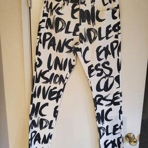 Forever 21 Black and White Graphic Skinny Jeans